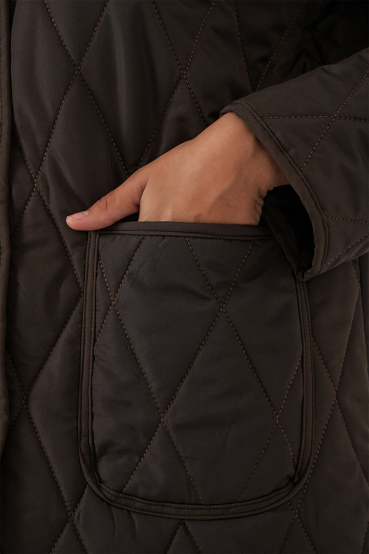 BGD Women Kadın Kapitone Oversize Mont 5226 - Kahverengi - El Cajon