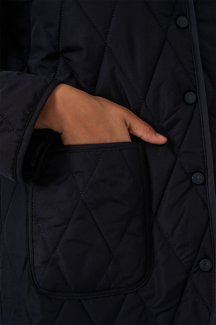 BGD Women Women's Quilted Oversize Coat 5226 - Navy Blue - Kalamazoo