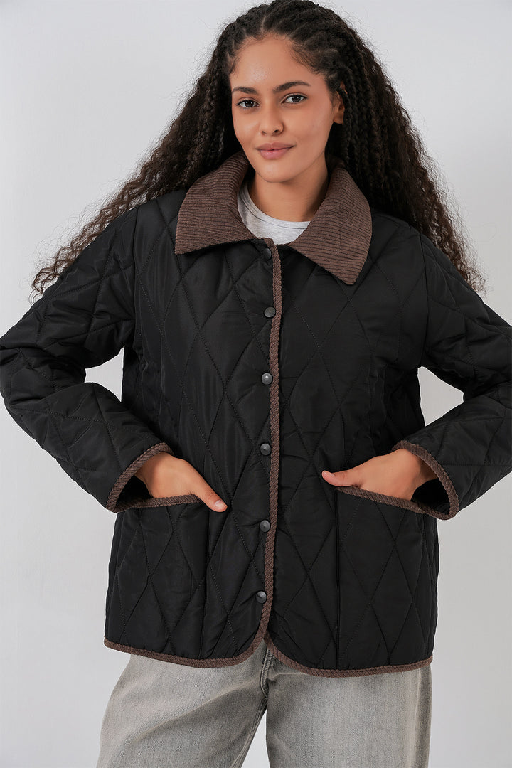 BGD Women Women's Quilted Oversize Coat 5226 - Black - Vaciamadrid