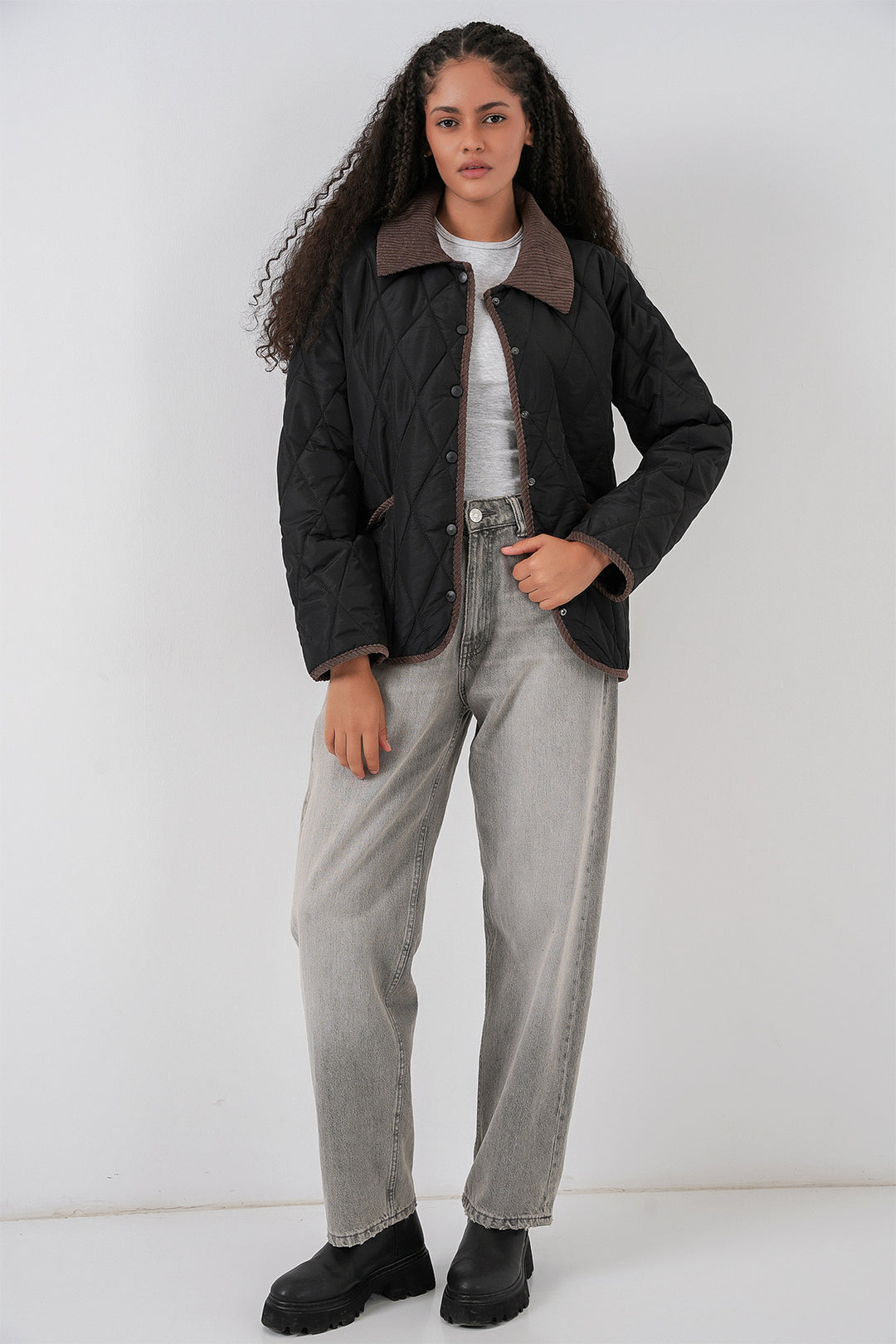 BGD Women Women's Quilted Oversize Coat 5226 - Black - Vaciamadrid