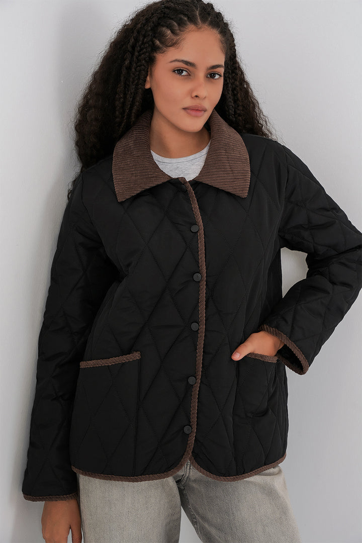 BGD Women Women's Quilted Oversize Coat 5226 - Black - Vaciamadrid