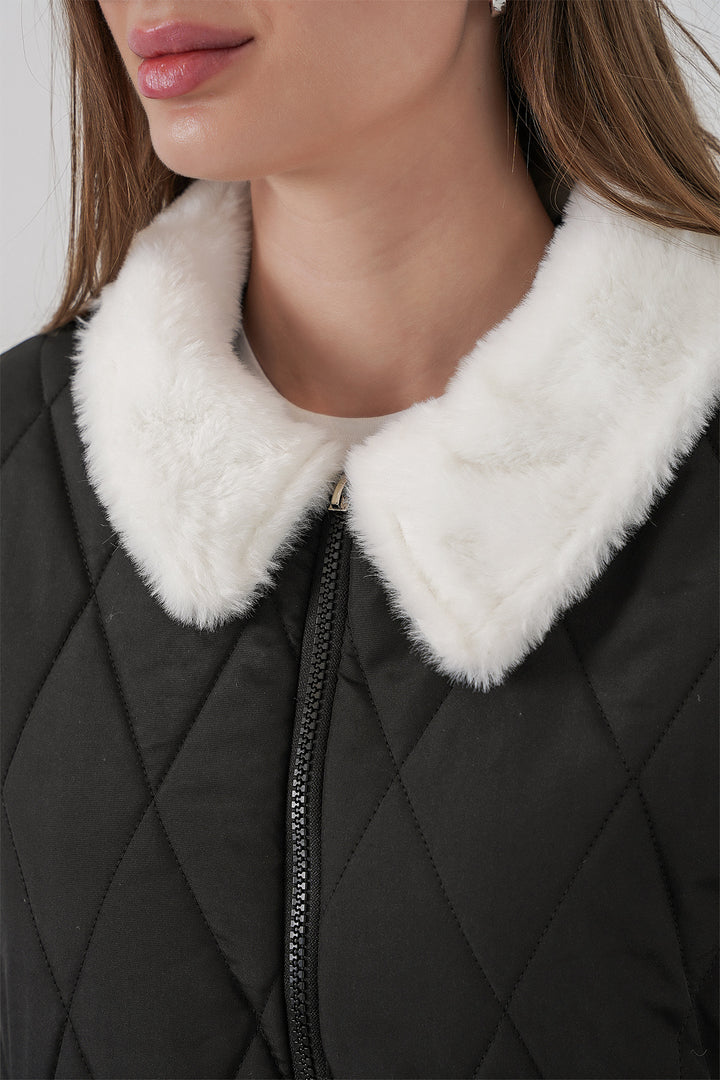 BGD Women Women's Quilted Long Puffer Coat 5221 - Black - Caserta