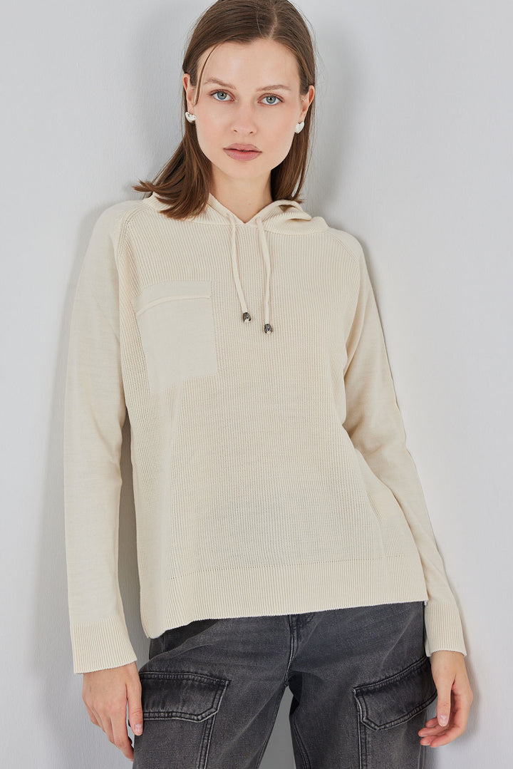 BGD Women Women's Hooded Sweater 15941 - Ecru - Euclid