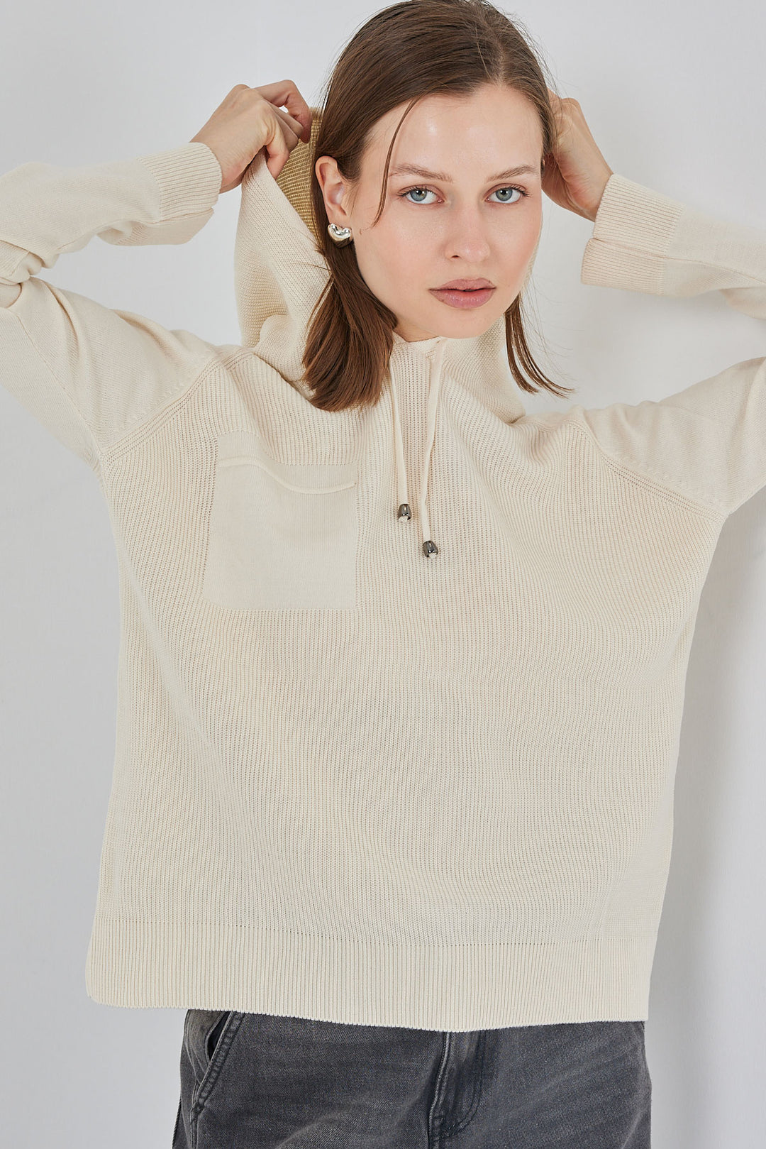 BGD Women Women's Hooded Sweater 15941 - Ecru - Euclid