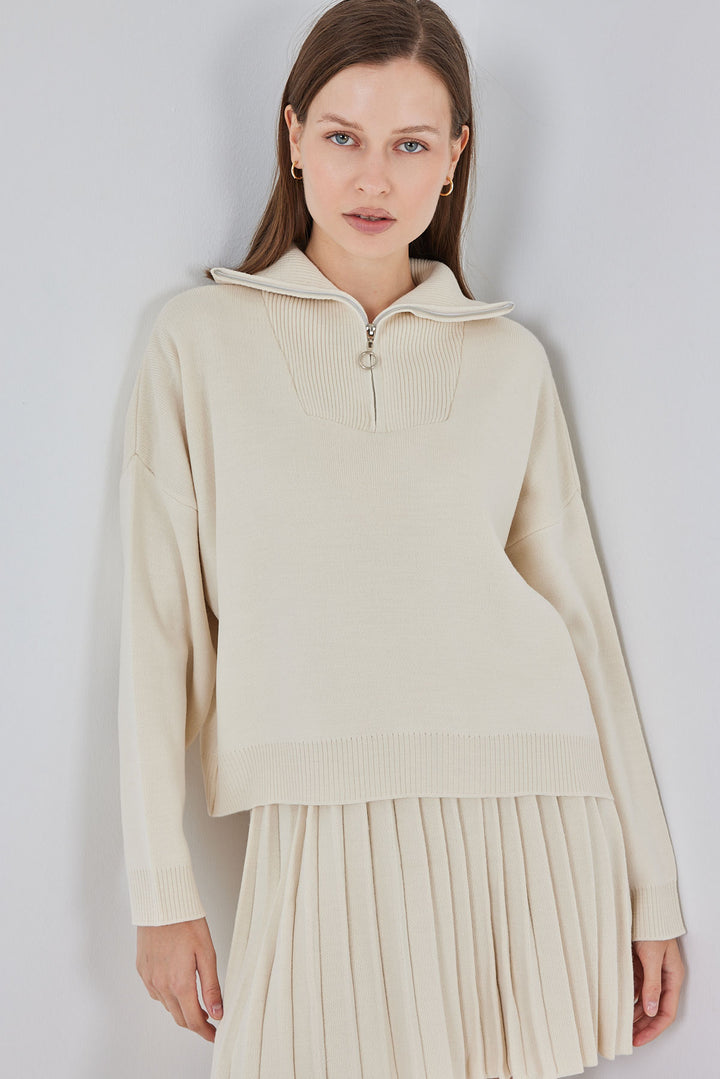BGD Women Women's Sweater Skirt Set 15938 - Ecru - Palatine