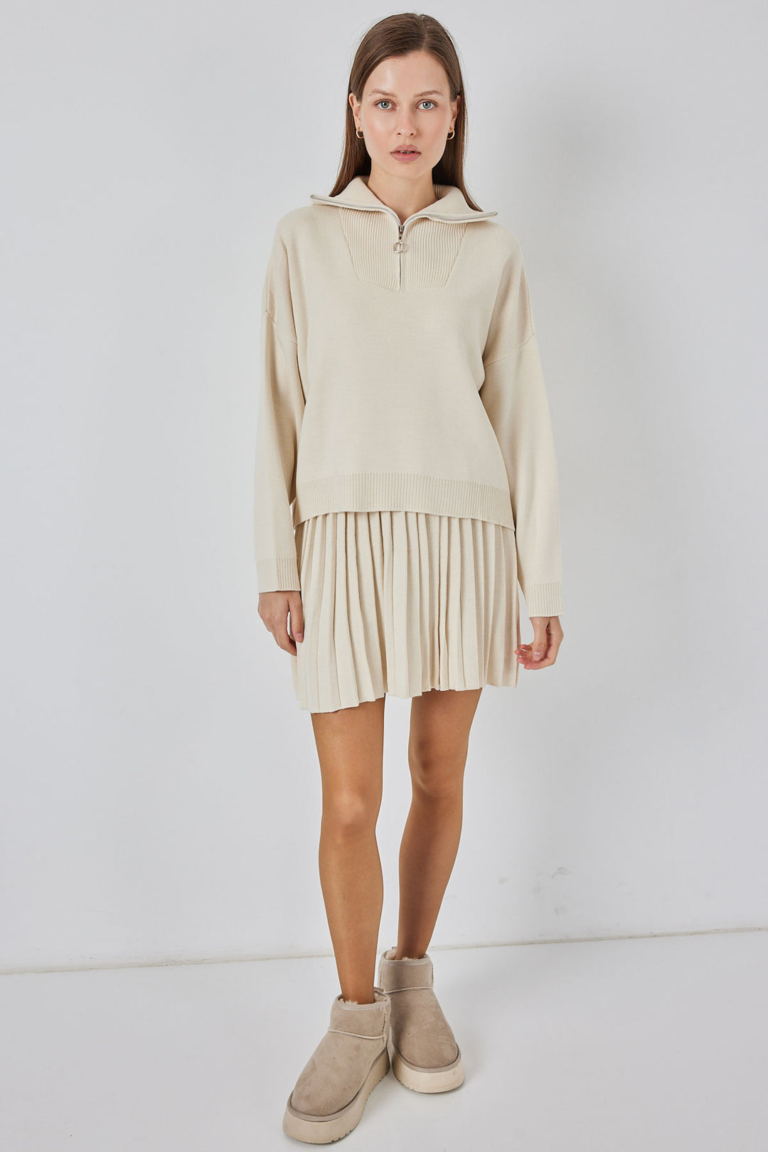BGD Women Women's Sweater Skirt Set 15938 - Ecru - Palatine