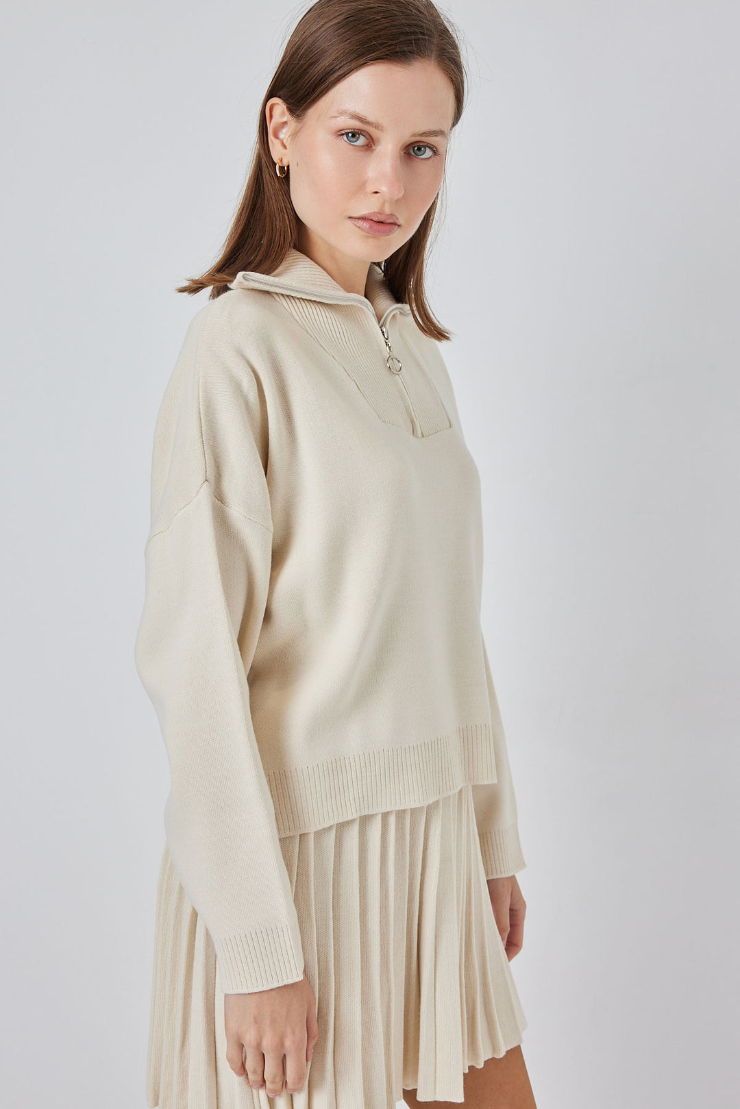 BGD Women Women's Sweater Skirt Set 15938 - Ecru - Palatine