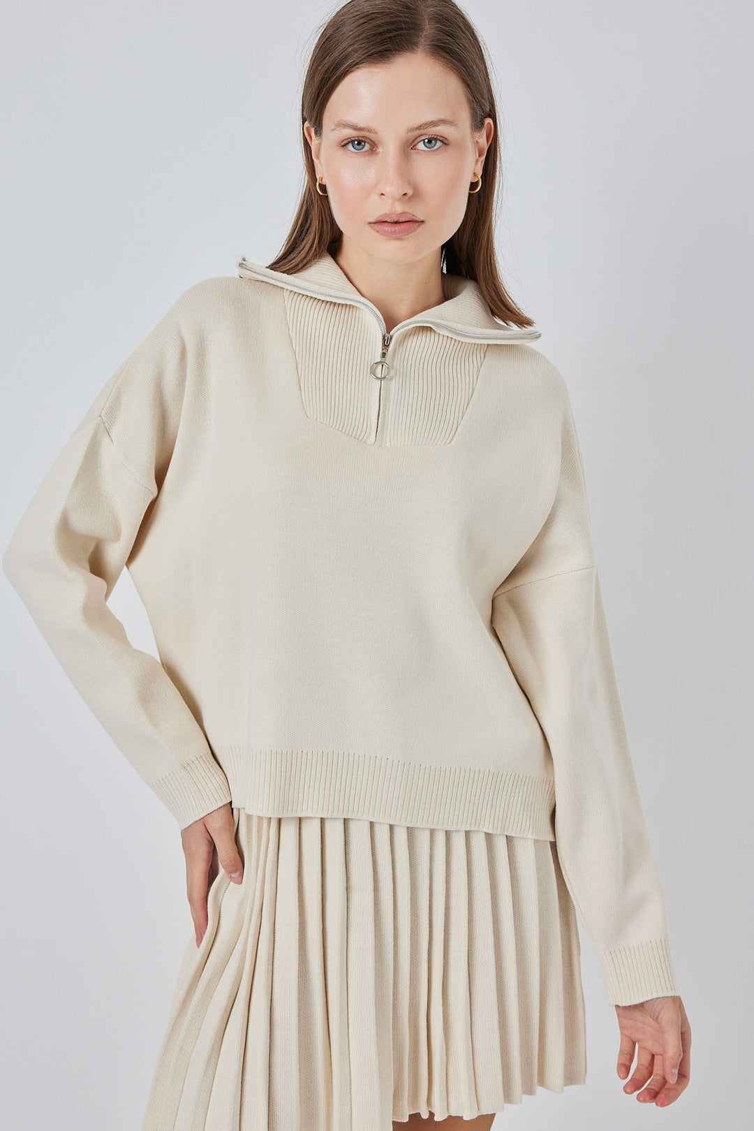 BGD Women Women's Sweater Skirt Set 15938 - Ecru - Palatine