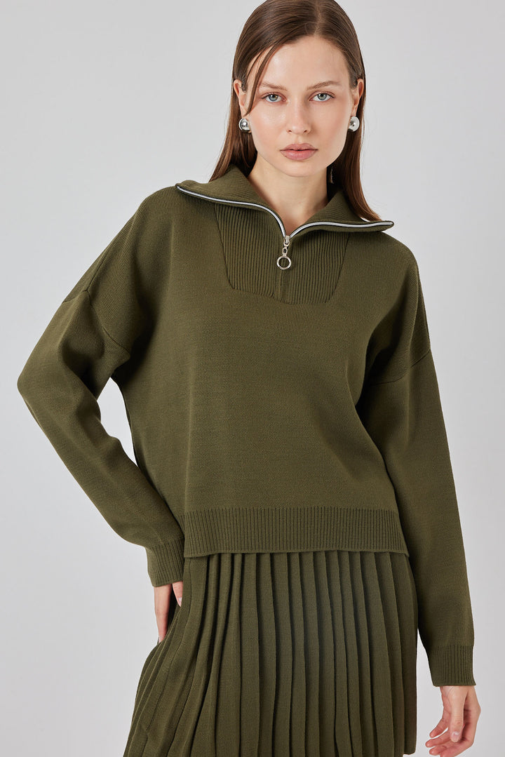 BGD Women Women's Sweater Skirt Set 15938 - Khaki - Strasbourg