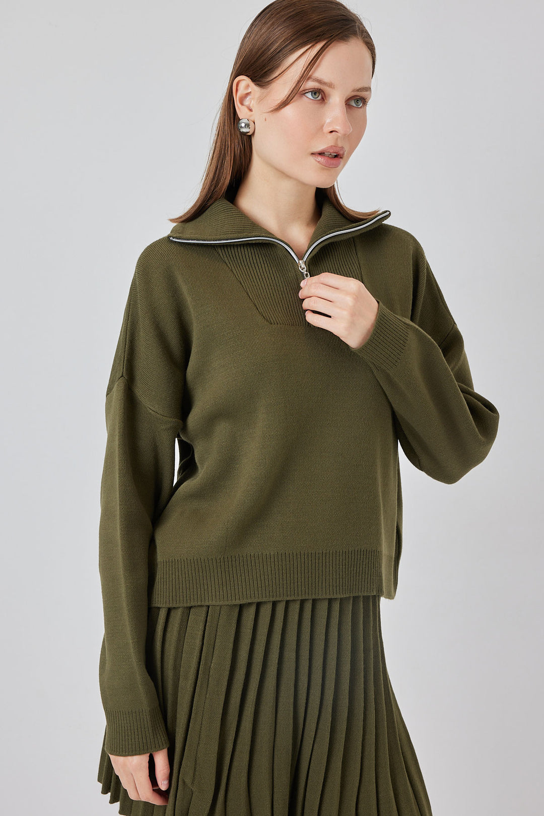 BGD Women Women's Sweater Skirt Set 15938 - Khaki - Strasbourg