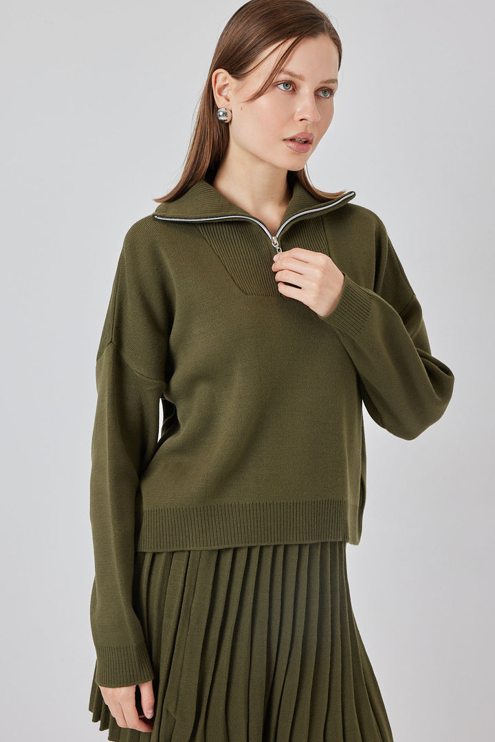 BGD Women Women's Sweater Skirt Set 15938 - Khaki - Strasbourg