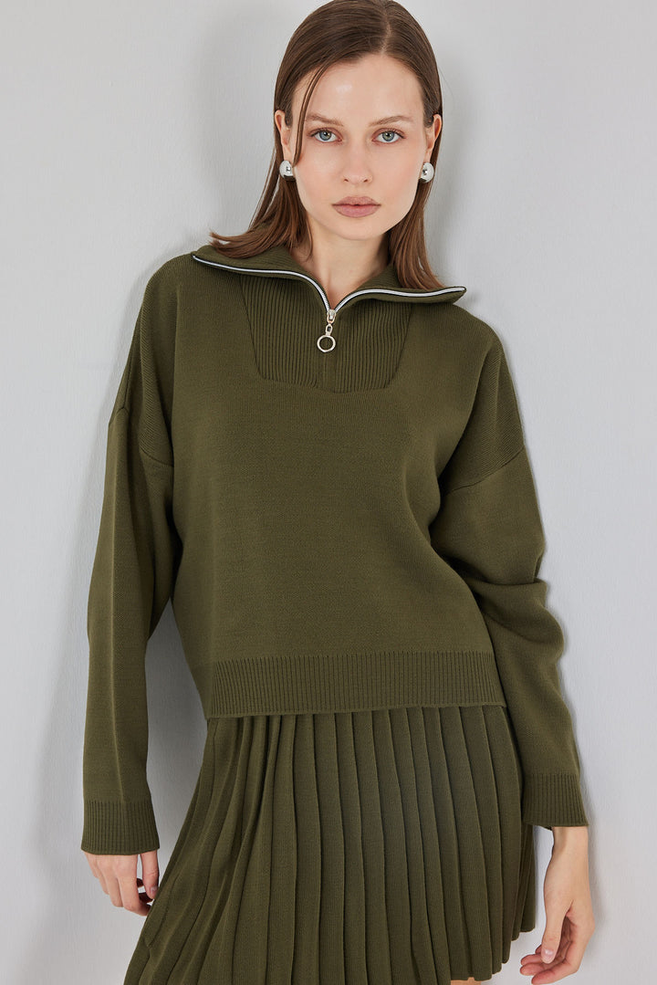 BGD Women Women's Sweater Skirt Set 15938 - Khaki - Strasbourg