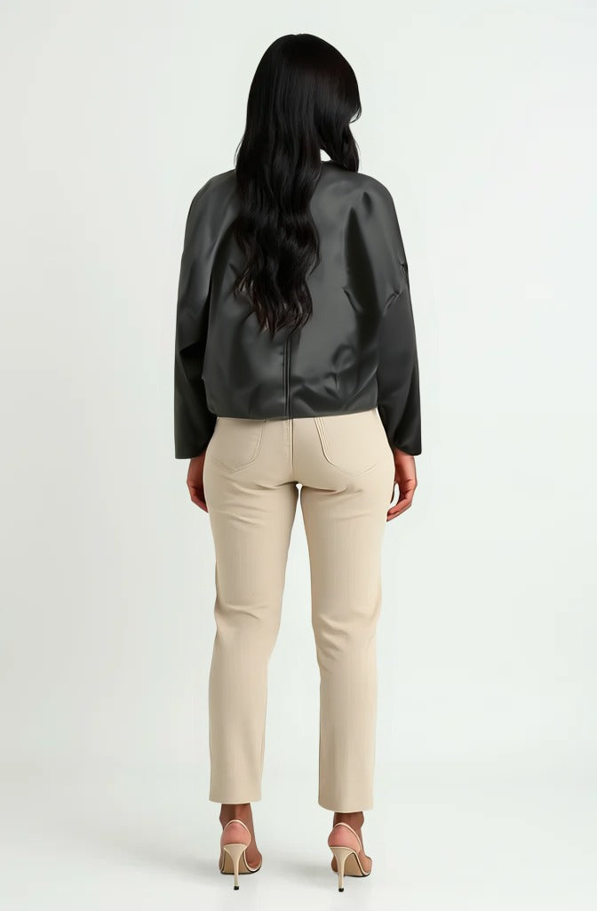 BGD Women Women's Belt Detailed Leather Jacket 1056 - Black - Mykolaiv