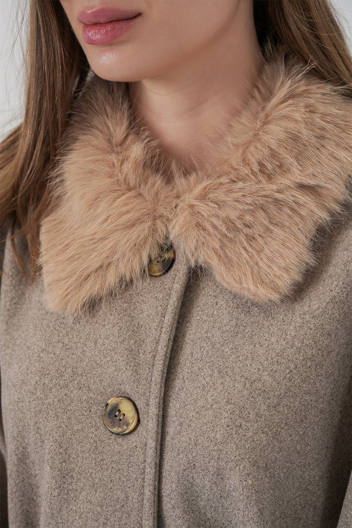 BGD Women Women's Belted Cape Coat 9165 - Stone - Holly Springs