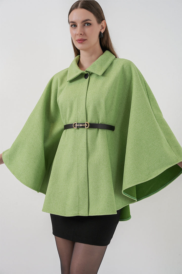 BGD Women Women's Belted Cape Coat 9170 - Dark Green - Ciudad Mante
