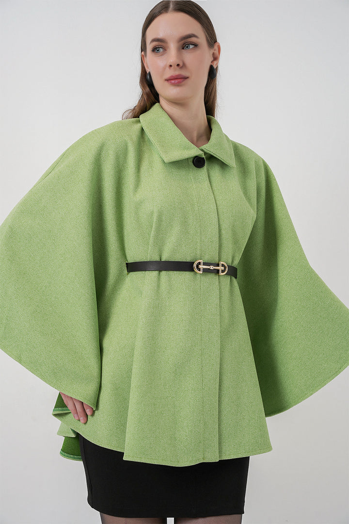 BGD Women Women's Belted Cape Coat 9170 - Dark Green - Ciudad Mante