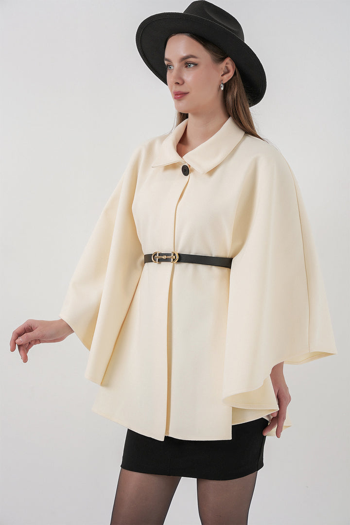BGD Women Women's Belted Cape Coat 9170 - Ecru - Châlons-en-Champagne