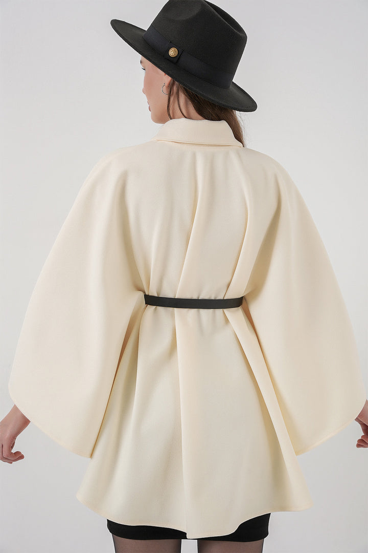 BGD Women Women's Belted Cape Coat 9170 - Ecru - Châlons-en-Champagne