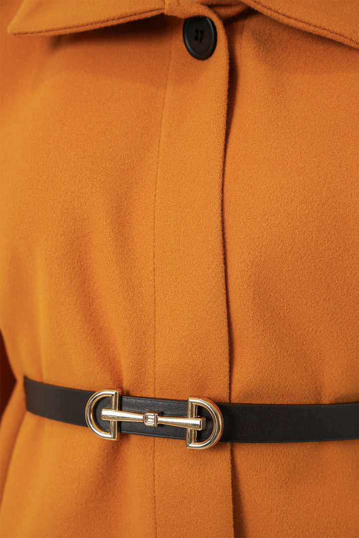 BGD Women Women's Belted Cape Coat 9170 - Mustard - Assen