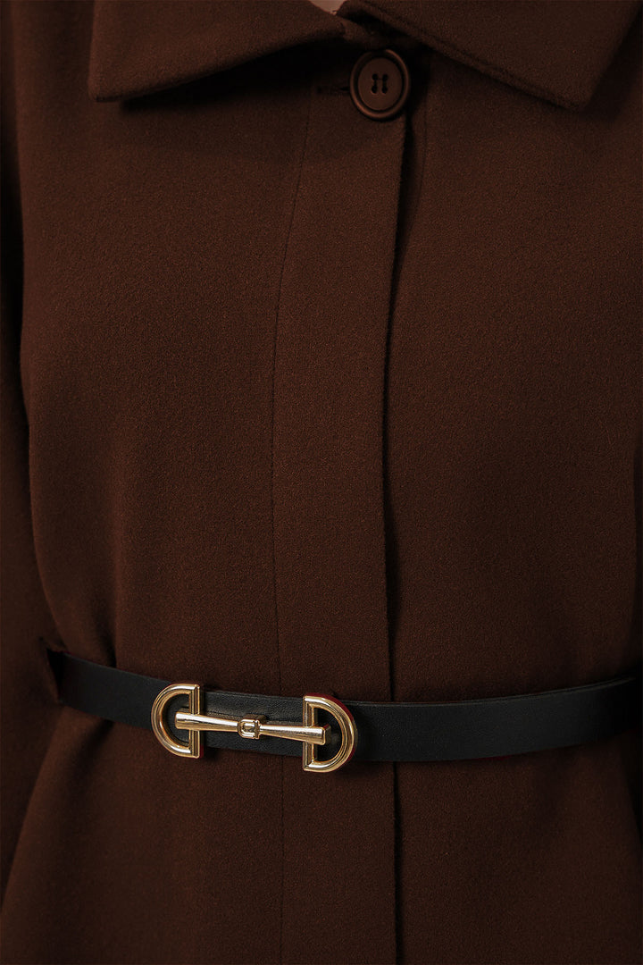 BGD Women Kadın Kemerli Kaşe Panço 9170 - Kahverengi - Stow