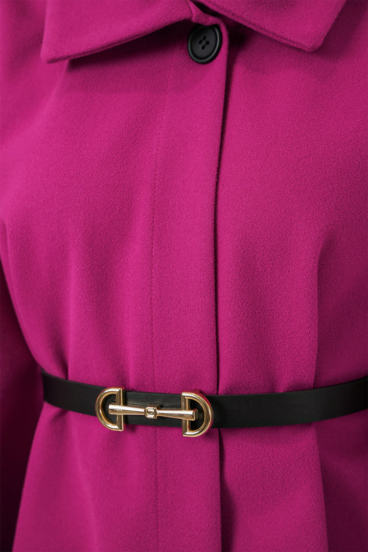 BGD Women Women's Belted Cape Coat 9170 - Dark Pink - Veldhoven