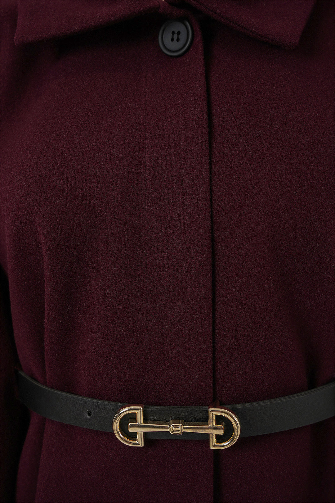 BGD Women Kadın Kemerli Kaşe Panço 9170 - Mürdüm - Halberstadt