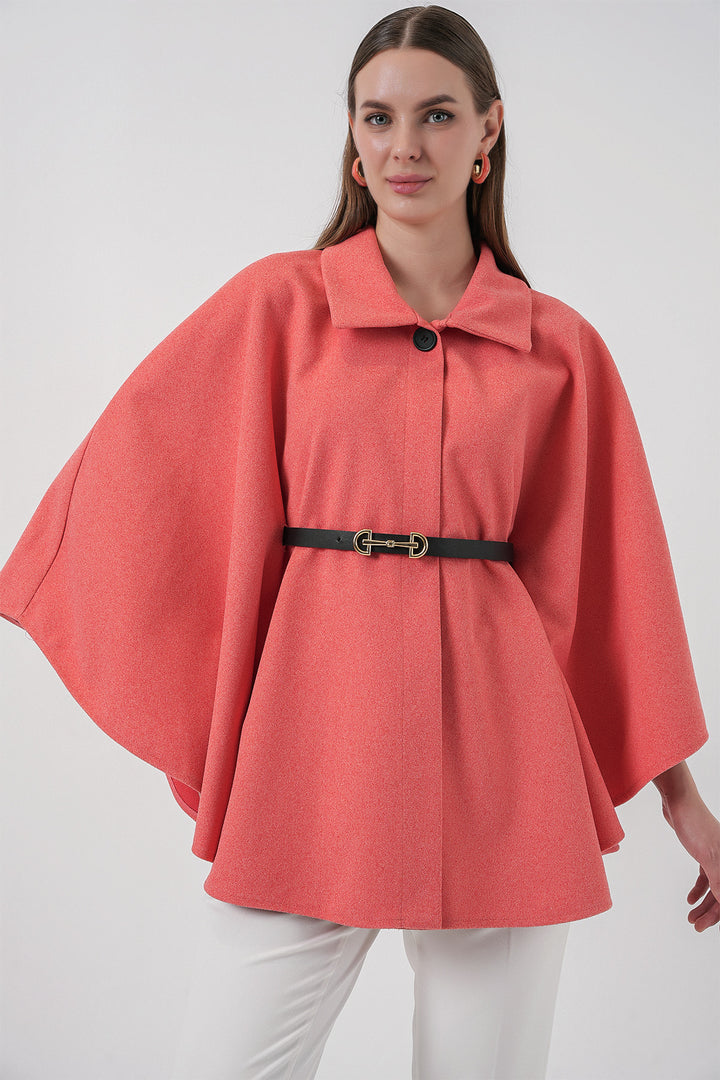 BGD Women Women's Belted Cape Coat 9170 - Salmon - Castrop-Rauxel