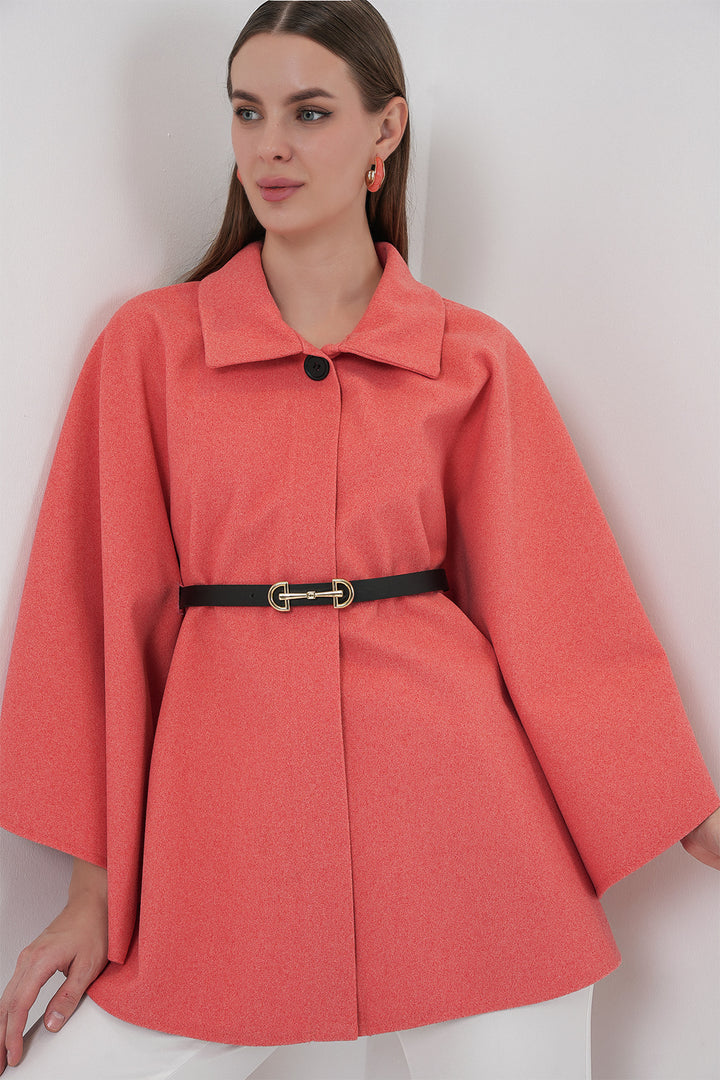 BGD Women Women's Belted Cape Coat 9170 - Salmon - Castrop-Rauxel