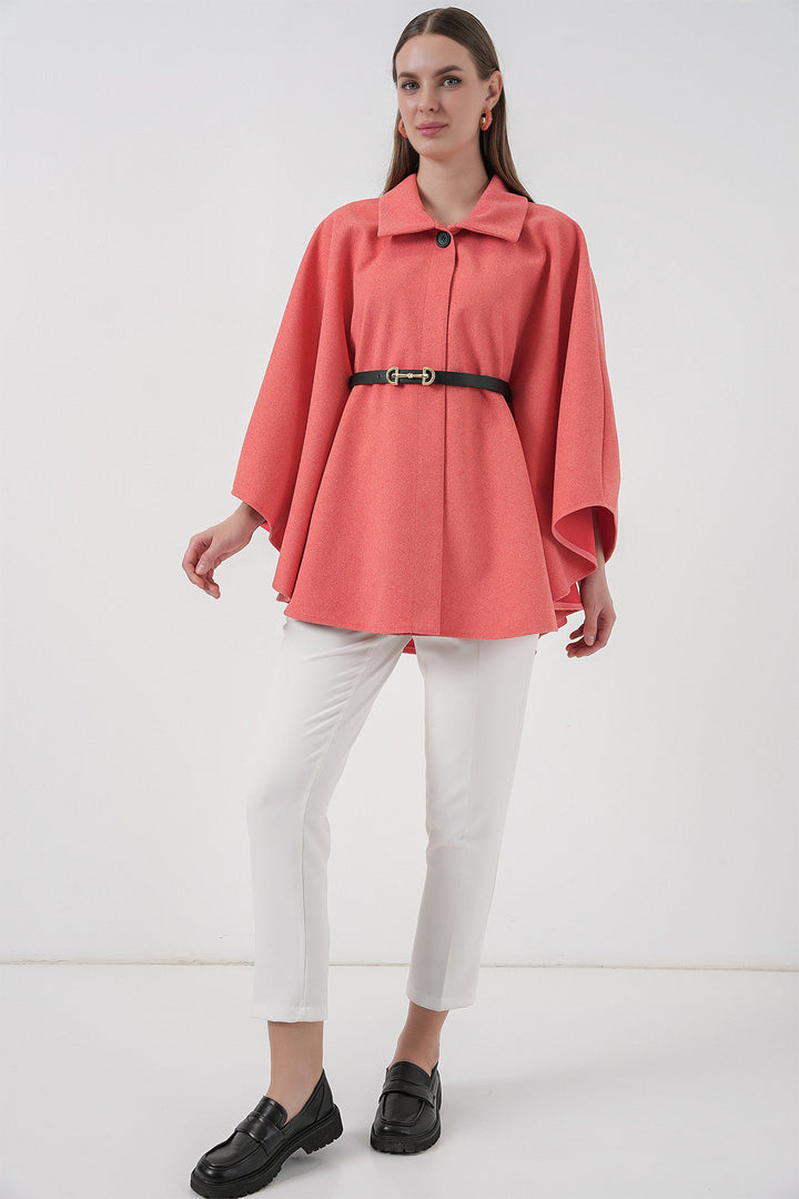 BGD Women Women's Belted Cape Coat 9170 - Salmon - Castrop-Rauxel