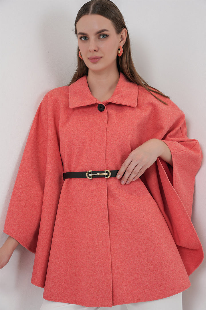 BGD Women Women's Belted Cape Coat 9170 - Salmon - Castrop-Rauxel
