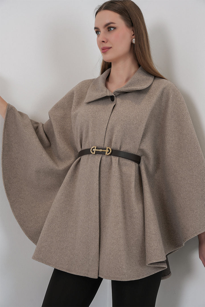 BGD Women Women's Belted Cape Coat 9170 - Stone - Chicoutimi