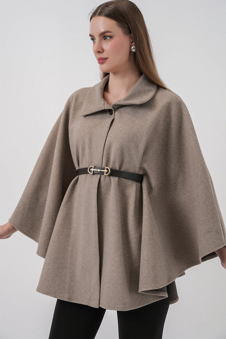 BGD Women Women's Belted Cape Coat 9170 - Stone - Chicoutimi