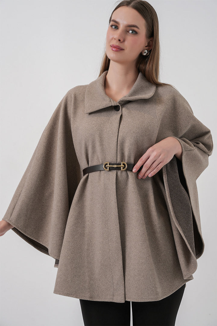 BGD Women Women's Belted Cape Coat 9170 - Stone - Chicoutimi