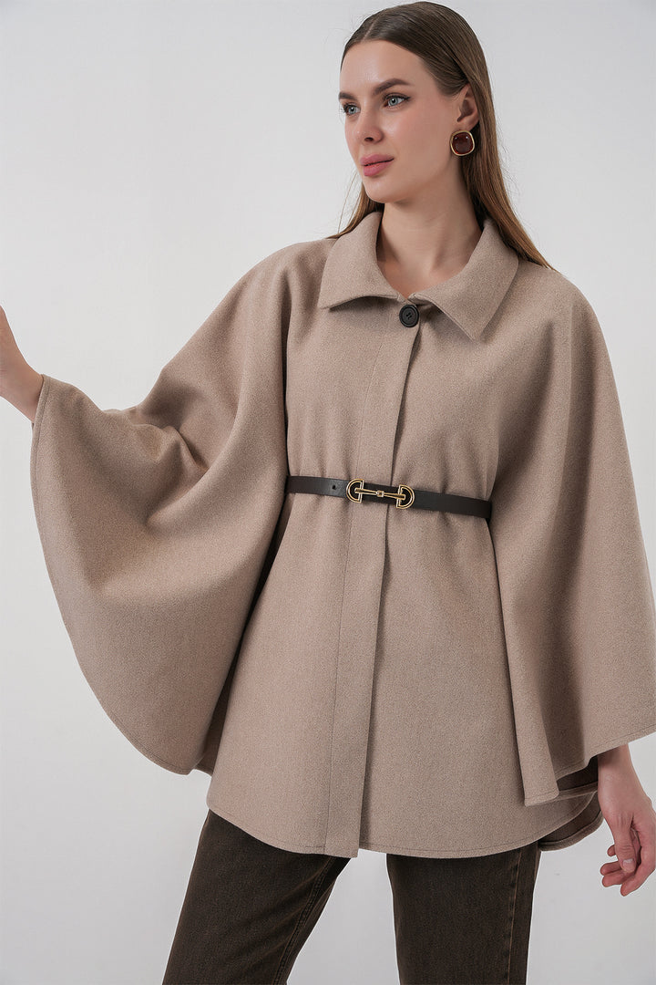 BGD Women Women's Belted Cape Coat 9170 - Mink - Guasave