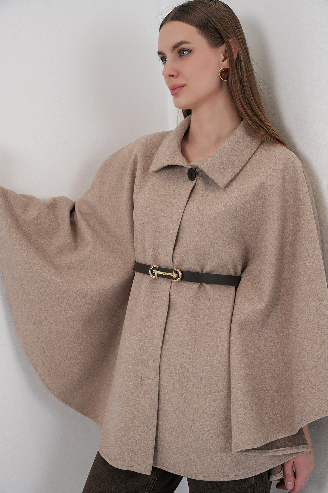 BGD Women Women's Belted Cape Coat 9170 - Mink - Guasave