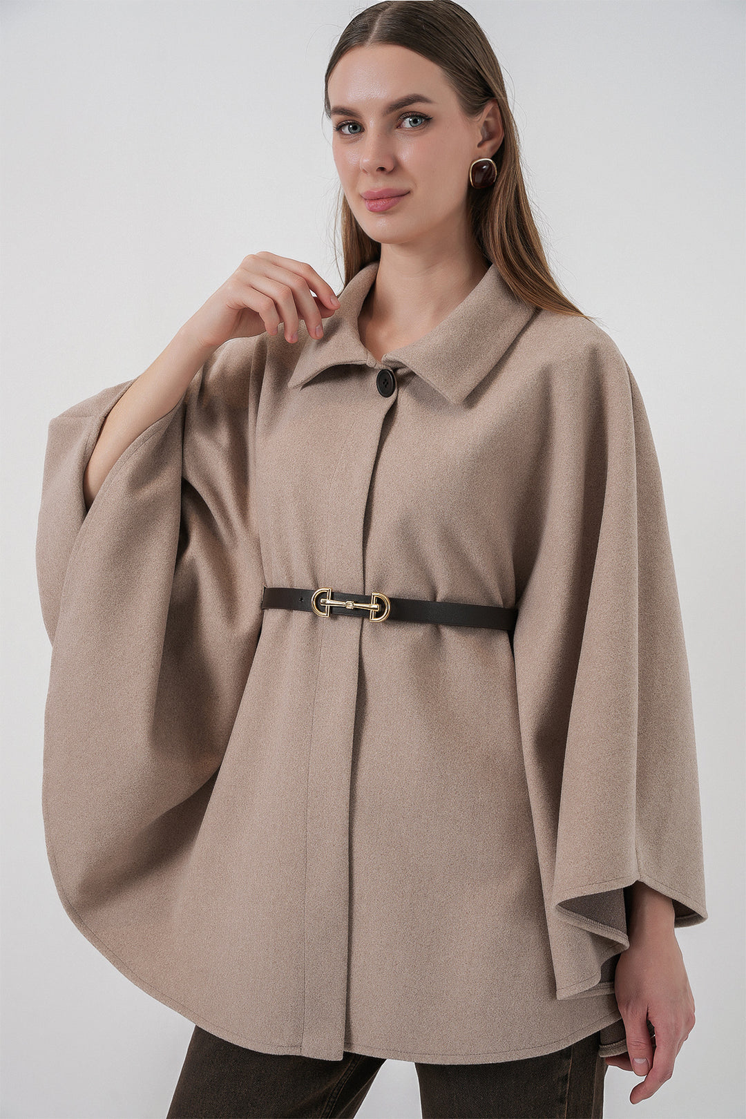 BGD Women Women's Belted Cape Coat 9170 - Mink - Guasave
