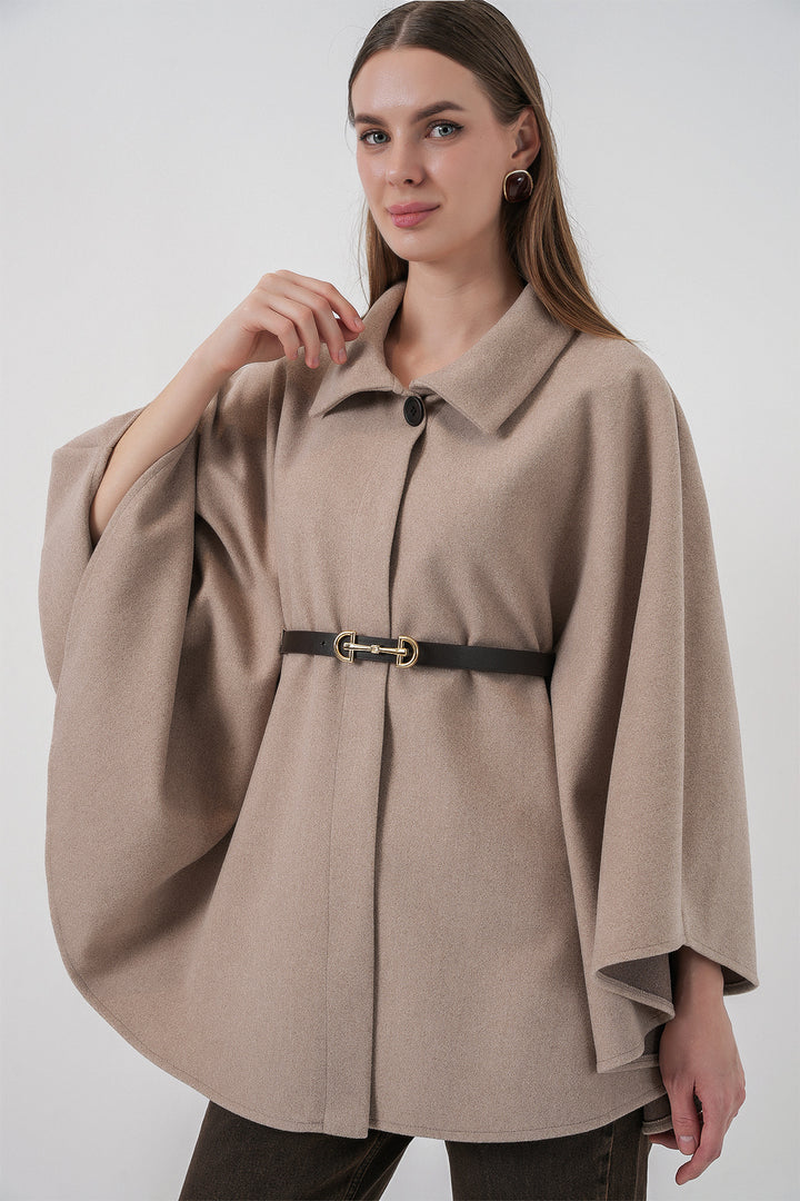 BGD Women Women's Belted Cape Coat 9170 - Mink - Guasave