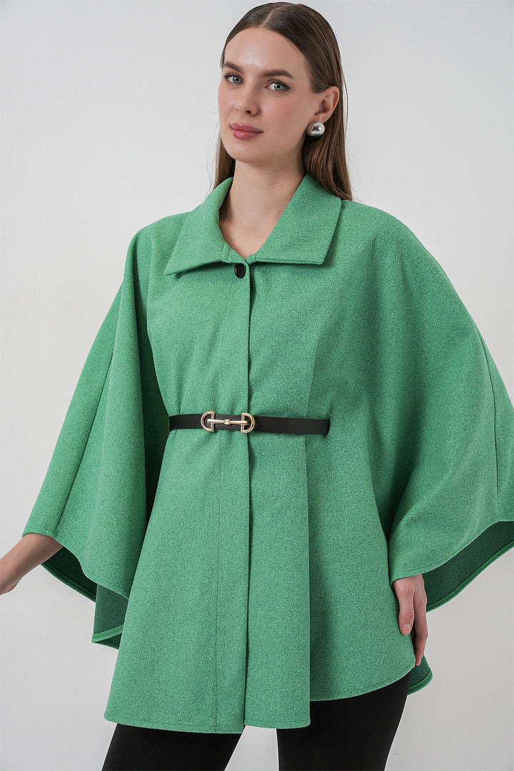 BGD Women Women's Belted Cape Coat 9170 - Green - Dover