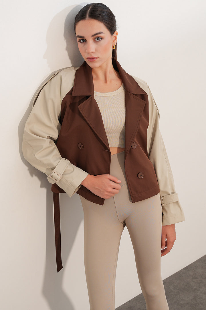 BGD Women Kadın Kemerli Kısa Trençkot 5970 - F.KAHVE - Saint-Ouen