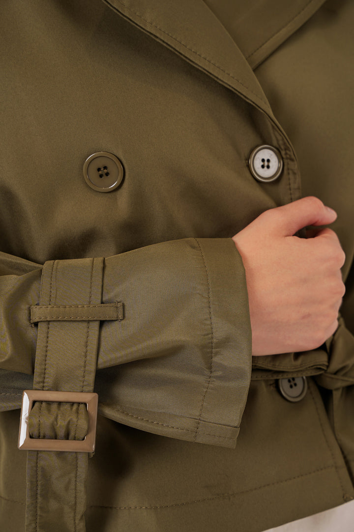 BGD Women Women's Belted Short Trench Coat 5970 - Khaki - Bartlett