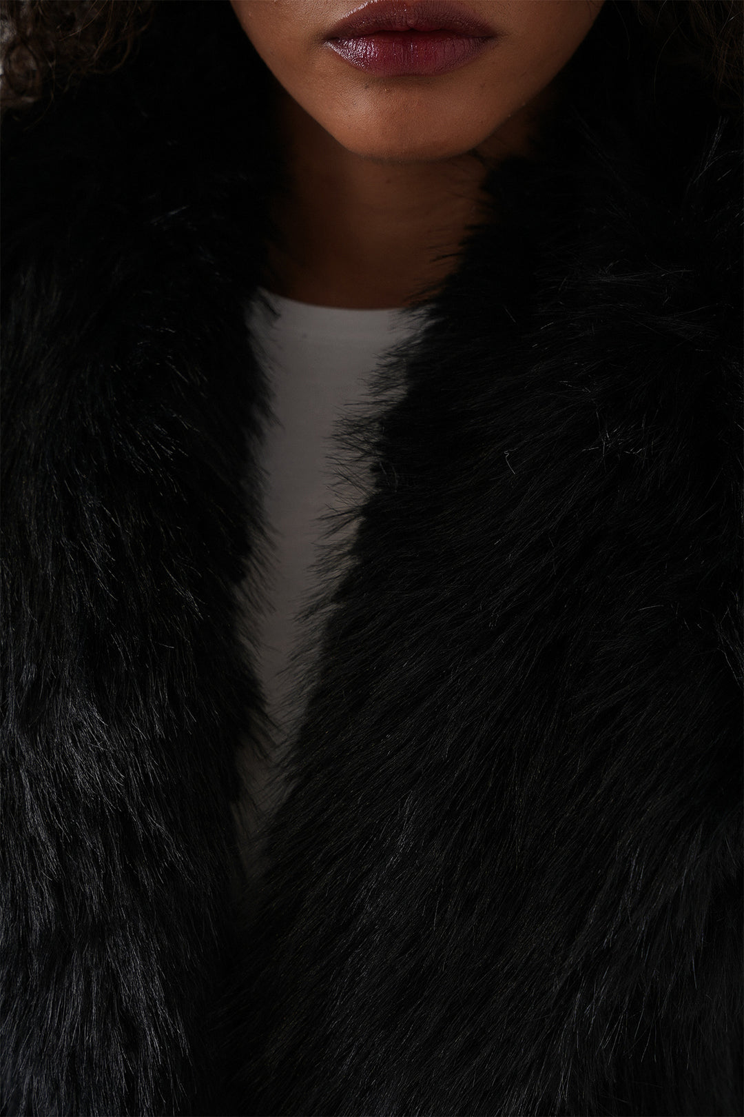 BGD Women Kadın Kemerli Oversize Kürklü Kaban 9156 - Siyah - Huatusco