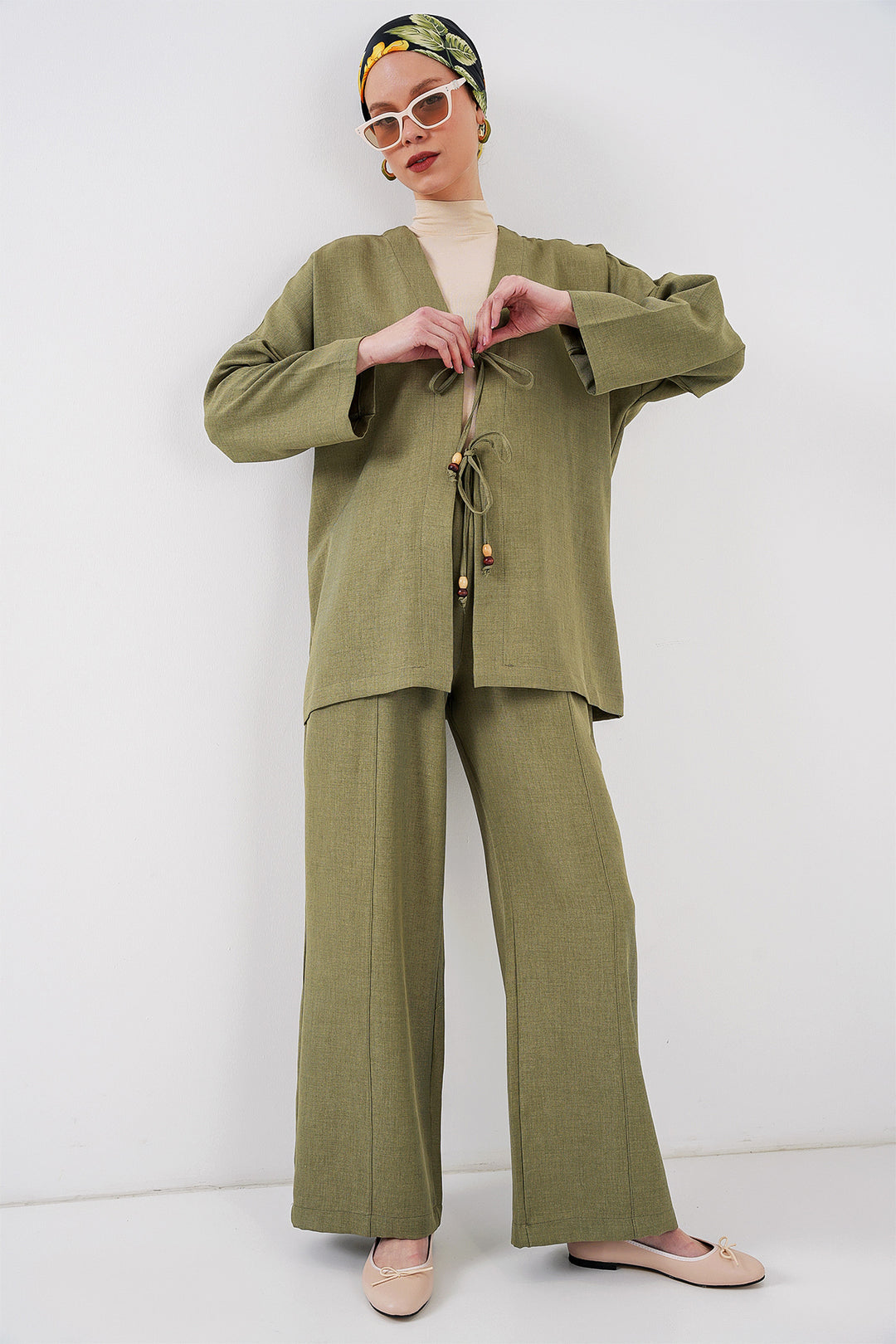 BGD Women Women's Linen Kimono Set 6727 - Çağla - Chattanooga