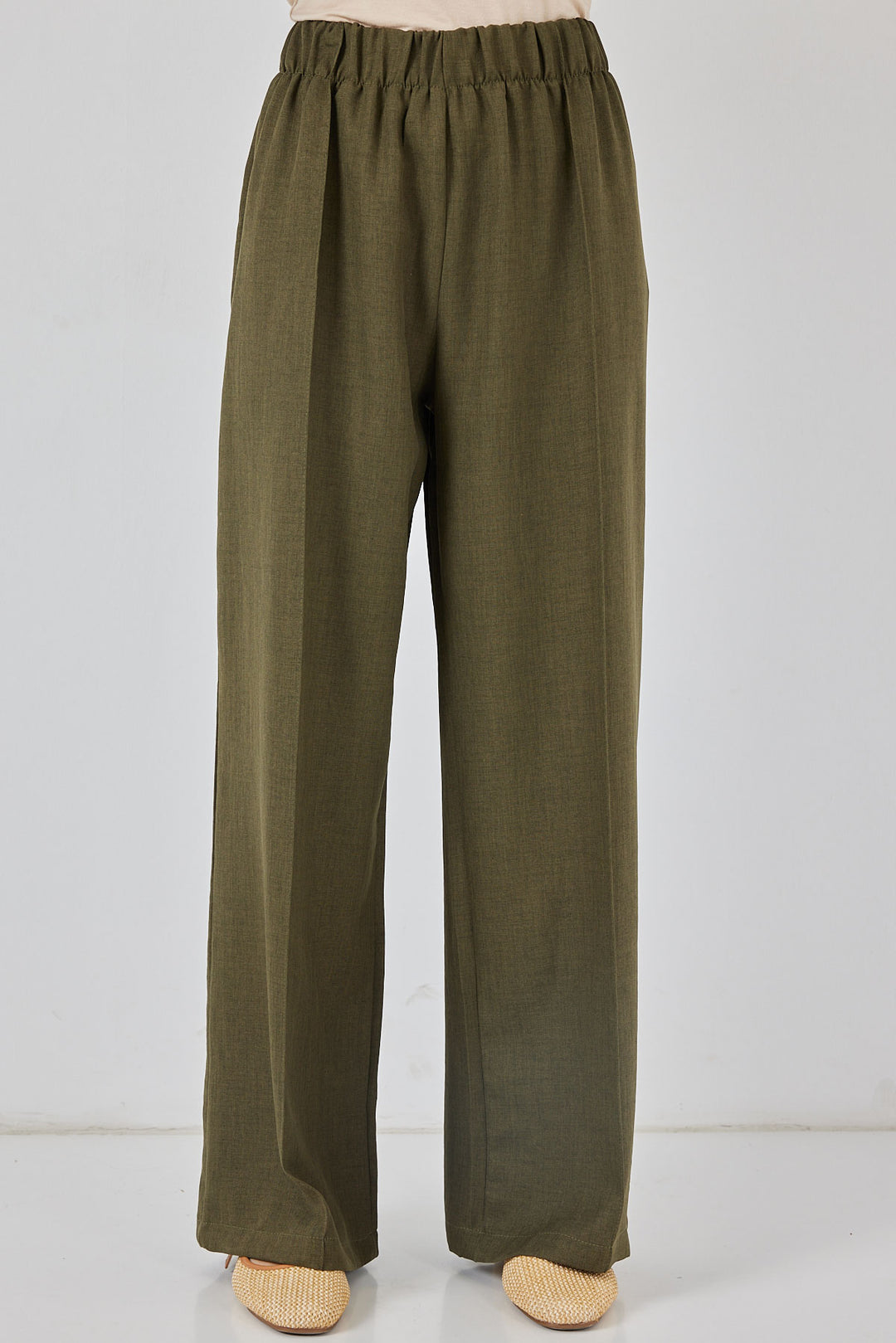 BGD Women Kadın Keten Kimono İkili Takım 6727 - Haki - Oakland