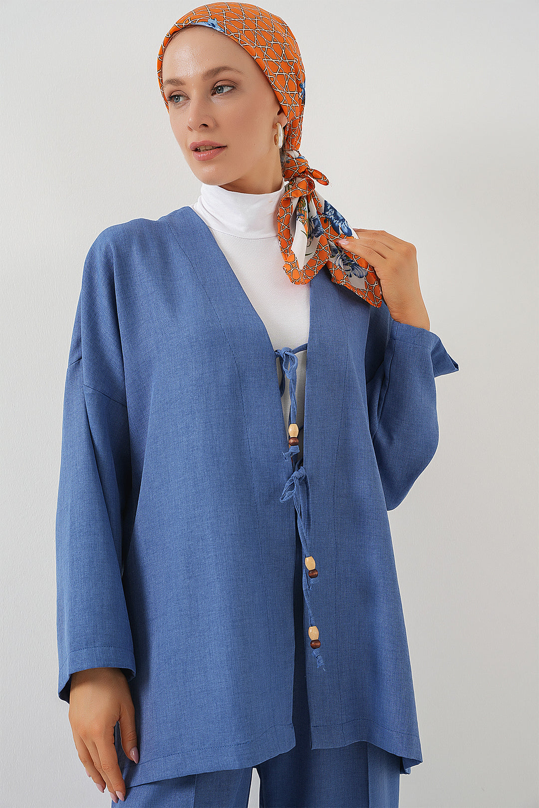 BGD Women Women's Linen Kimono Set 6727 - Indigo - Mesa
