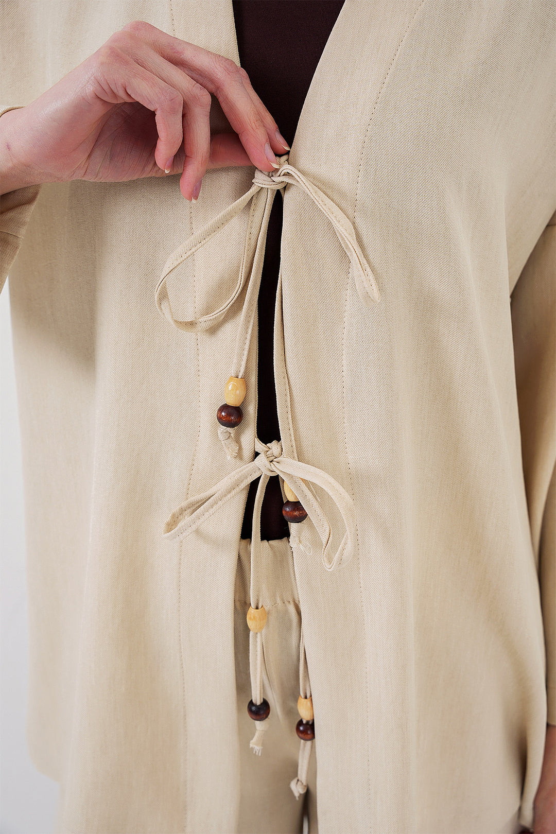BGD Women Women's Linen Kimono Set 6727 - Cream - Mixquiahuala de Juarez