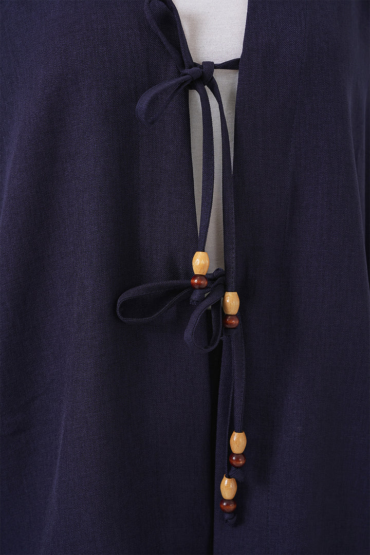 BGD Women Women's Linen Kimono Set 6727 - Navy Blue - Foothill Farms