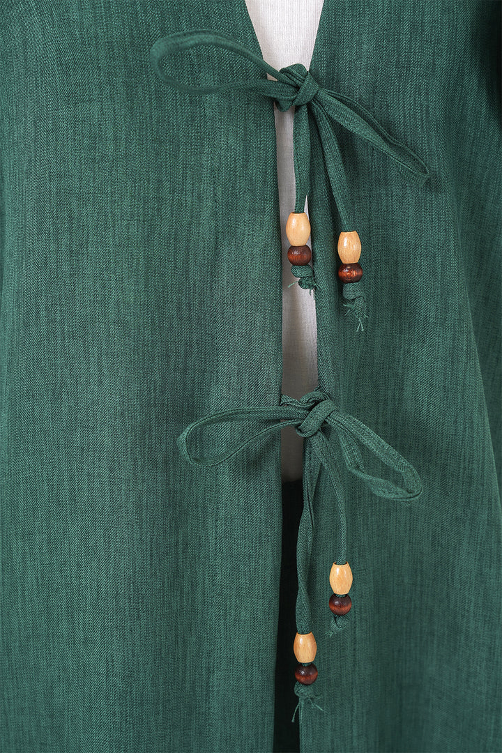 BGD Women Women's Linen Kimono Set 6727 - Emerald Green - Brentwood