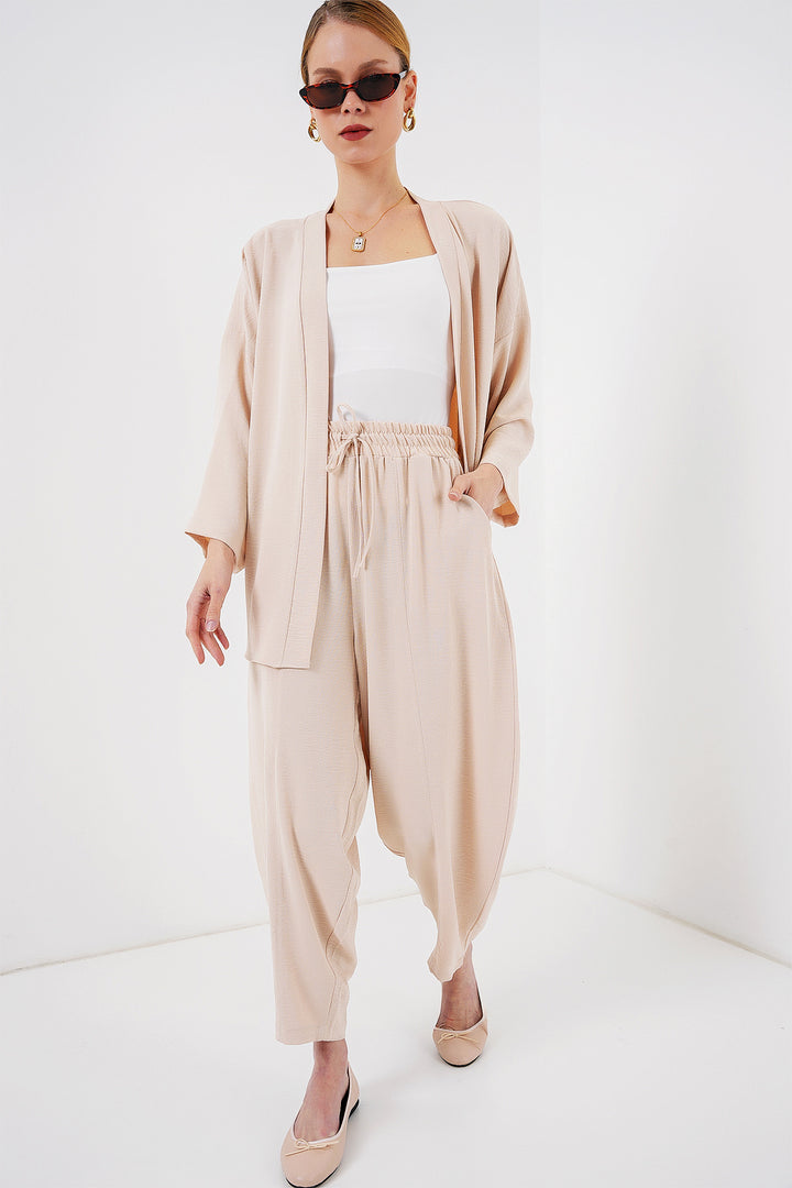 BGD Women Women's Kimono Two-Piece Set 6693 - Cream - Taxco de Alarcón