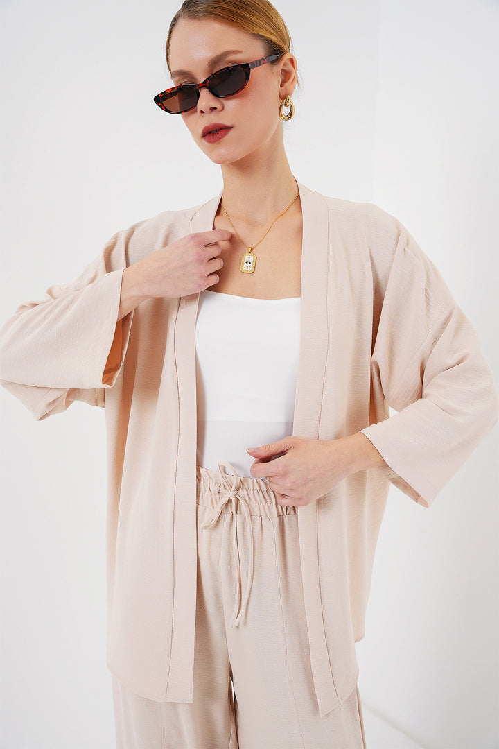BGD Women Women's Kimono Two-Piece Set 6693 - Cream - Taxco de Alarcón