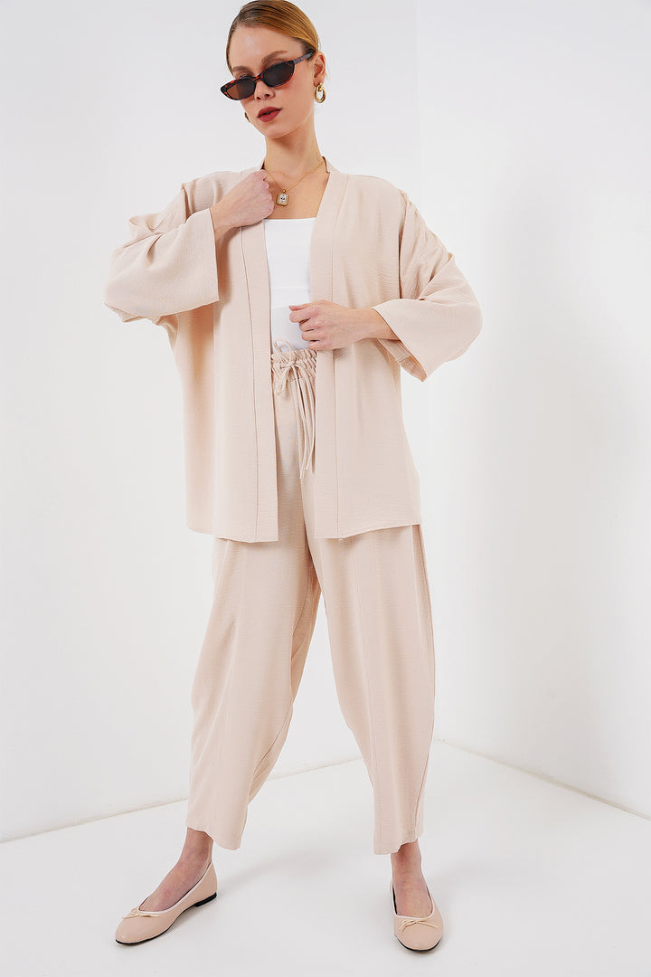 BGD Women Women's Kimono Two-Piece Set 6693 - Cream - Taxco de Alarcón